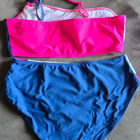 Pink and Blue 1 Shoulder Strap Bikini, Size XL - Picture 4 of 6